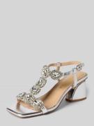 ALMA EN PENA Sandalette mit Ziersteinbesatz und Blockabsatz in Silber,...
