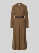 Jake*s Collection Midikleid in Wickel-Optik mit Gürtel in Taupe, Größe...