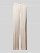 comma Straight Leg Stoffhose mit elastischem Bund in Beige, Größe 36
