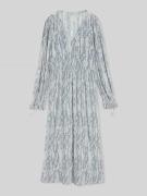 Tom Tailor Denim Freizeitkleid mit V-Ausschnitt in Hellgrau, Größe L