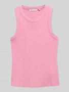 Tom Tailor Denim Slim Fit Top in Rippstrickoptik in Pink, Größe L