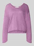 Marc O'Polo Regular Fit Strickpullover aus Baumwoll-Leinen-Mix in Viol...