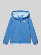 Steiff Sweatjacke mit Kapuze und Motiv-Stitching in Blau, Größe 110