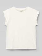 Mango T-Shirt mit Wellensaum an den Ärmeln Modell 'LILI' in Weiss, Grö...