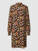 Marc Cain Hemdblusenkleid mit Allover-Muster in Schoko, Größe 34