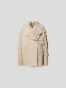 Iro Lederjacke mit Fell-Besatz in Beige, Größe M
