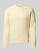 Manuel Ritz Strickpullover mit Zopfmuster und Rundhalsausschnitt in We...
