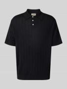 Forét Poloshirt mit gerippten Abschlüssen Modell 'ASTERN' in Black, Gr...