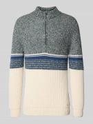 RAGMAN Slim Fit Troyer in Strick-Optik Modell 'Mouline' in Offwhite, G...