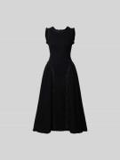 Self-Portrait Midikleid mit Bouclé-Optik in Black, Größe L