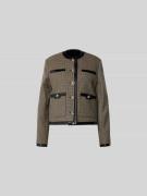 Rabanne Leinenjacke mit Rundhalsausschnitt in Mud, Größe L/XL