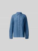 Juvia Hemdbluse mit Brusttasche in Jeansblau, Größe M