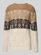 RAGMAN Strickpullover mit Label-Detail in Mittelbraun, Größe XL