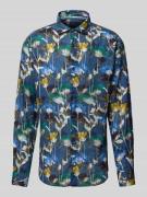 OLYMP Level Five Regular Fit Leinenhemd im Allover-Look in Marine, Grö...