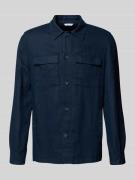 Manuel Ritz Regular Fit Leinenhemdjacke mit Brustpattentaschen in Mari...