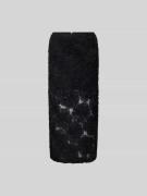 ROTATE Midirock mit floralen Applikationen in Black, Größe 34