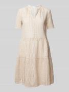 Jake*s Collection Knielanges Kleid mit Lochstickerei in Offwhite, Größ...