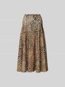 Norma Kamali Midirock mit Ziernähten in Hellbraun, Größe XS