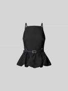 Self-Portrait Blusentop mit Taillengürtel in Black, Größe S