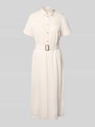 Jake*s Collection Midikleid aus Baumwoll-Mix mit Leinen-Anteil in Beig...