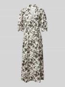 Jake*s Collection Midikleid mit Bindegürtel in Beige, Größe 32