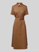 Jake*s Collection Midikleid aus Baumwoll-Mix mit Leinen-Anteil in Mitt...