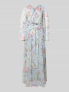 ADLYSH Abendkleid mit V-Ausschnitt und Raffungen in Hellblau, Größe S