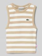 Lacoste Tanktop mit Logo-Badge in Beige, Größe 140