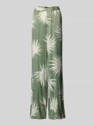 Oui Stoffhose mit weitem Bein und Gesäßtasche in Khaki, Größe 38