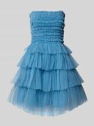 LACE & BEADS Cocktailkleid im Stufen-Look in Bleu, Größe L