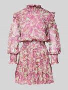 ADLYSH Cocktailkleid mit Paisley-Muster und Smok-Details in Pink, Größ...