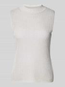 comma Stricktop aus Viskose-Mix mit Stehkragen in Silber, Größe 46
