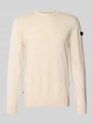 PME Legend Strickpullover mit gerippten Abschlüssen in Offwhite, Größe...