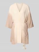 Jake*s Casual Kimono aus Baumwolle mit Bindegürtel in Ecru, Größe L/XL