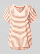MOS MOSH T-Shirt mit V-Ausschnitt Modell 'Kala' in Orange, Größe L
