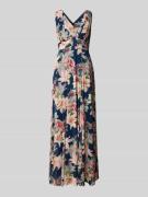 Christian Berg Cocktail Maxikleid mit V-Ausschnitt und Gehschlitz in M...