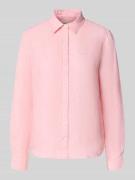 Gant Regular Fit Leinenbluse mit Label-Stitching in Hellrosa, Größe 34