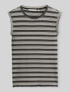 Tom Tailor Denim Slim Fit Top in Rippoptik in Black, Größe L