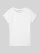 Tom Tailor Denim Slim Fit T-Shirt aus Rippstrick in Weiss, Größe L