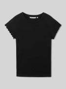 Tom Tailor Denim Slim Fit T-Shirt aus Rippstrick in Black, Größe L