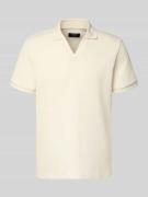 MCNEAL Regular Fit Strick-Poloshirt mit V-Ausschnitt in Ecru, Größe L