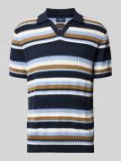 MCNEAL Strickshirt im Allover-Look mit Polokragen in Dunkelblau, Größe...