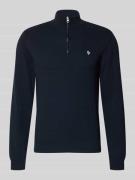 REVIEW Troyer mit Logo-Stitching und kurzem Reißverschluss in Marine, ...