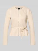 Zero Blazer mit Reißverschluss und Bindegürtel in Beige, Größe 34