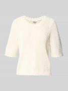 mbyM Strickshirt mit 1/2-Arm Modell 'Carla' in Offwhite, Größe L
