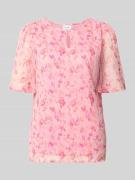 Vila Blusenshirt mit Schlüsselloch-Ausschnitt Modell 'EMMA' in Pink, G...