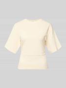 Jake*s Casual T-Shirt mit 1/2-Arm und Raffungen in Beige, Größe L