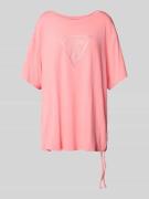 Guess T-Shirt mit Logo-Print Modell 'COULISSE' in Apricot, Größe L