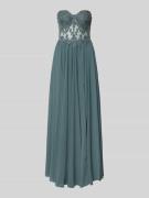 Mascara Abendkleid mit Spitze und Gehschlitz in Oliv, Größe 32