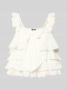 Vero Moda Regular Fit Blusentop mit Volants Modell 'SANDY' in Weiss, G...